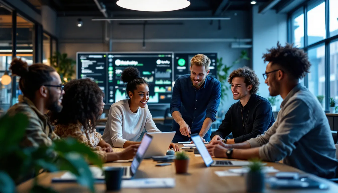 Spotify team working hard at a table to clear AI fraud